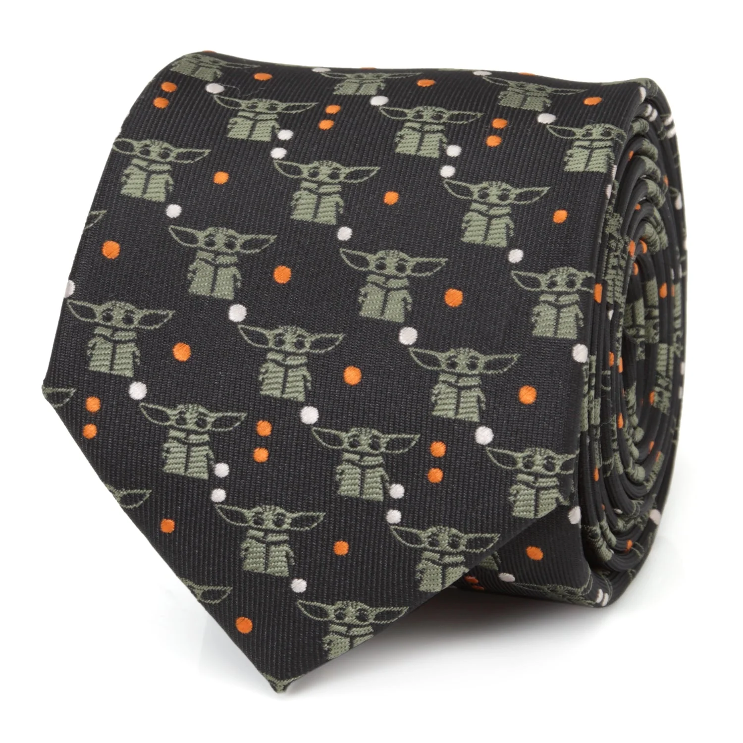 Star Wars Grogu Black and Orange Dotted Pattern Tie