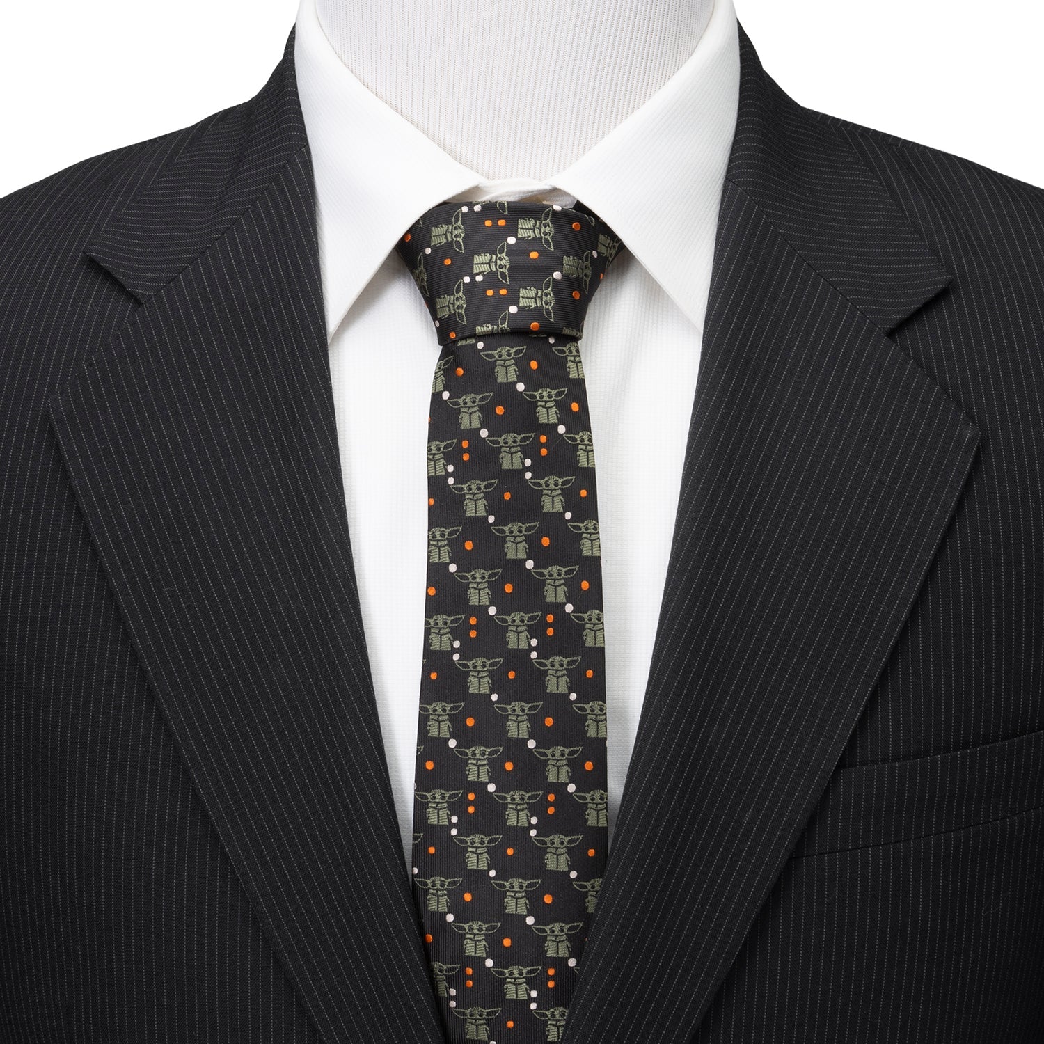 Star Wars Grogu Black and Orange Dotted Pattern Tie - Image 2
