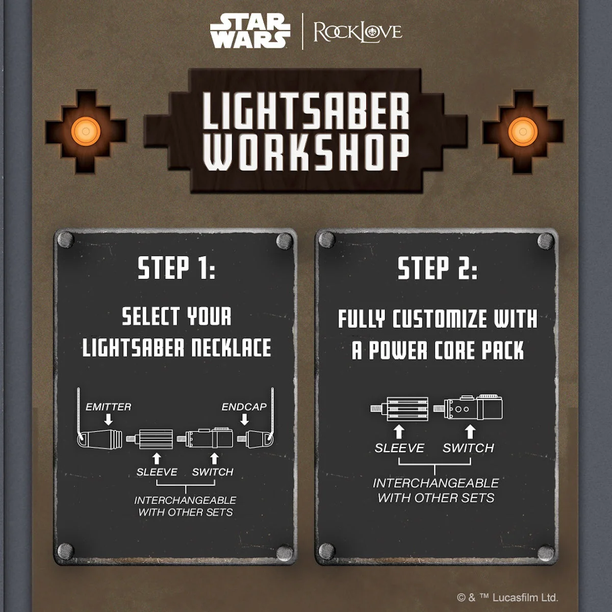 Star Wars x RockLove Elemental Nature Lightsaber Workshop Necklace - Image 4