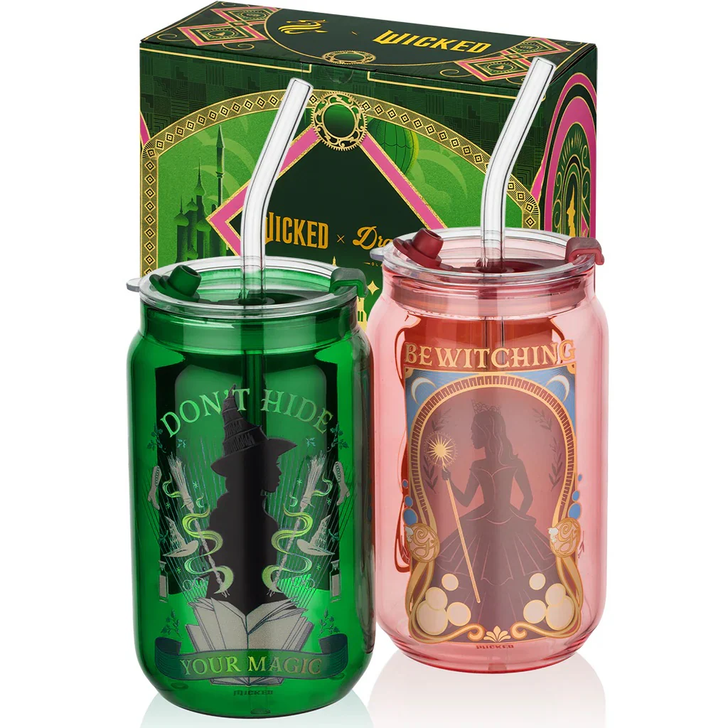 Wicked Enchanted Drinking Glasses with Lids and Straws