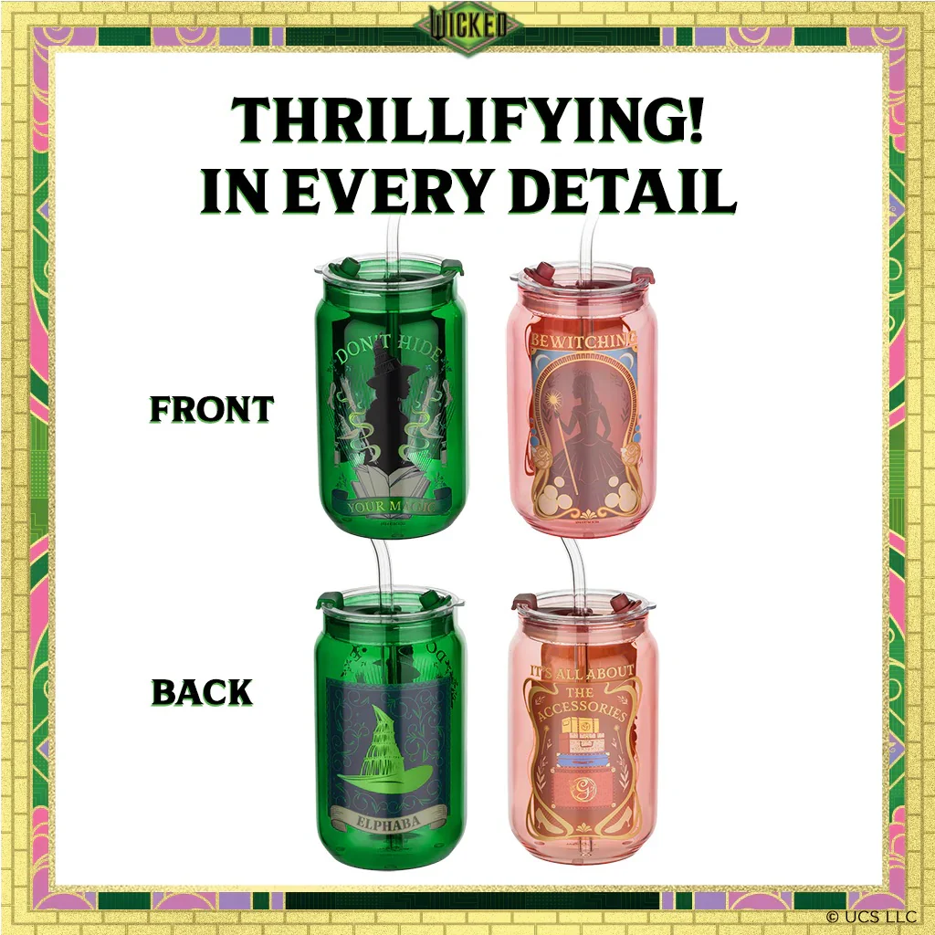 Wicked Enchanted Drinking Glasses with Lids and Straws - Image 3